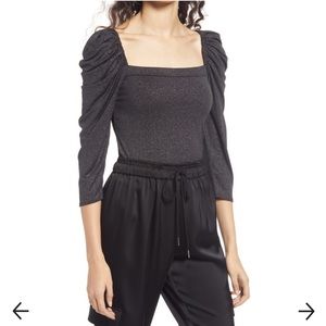 Open Edit Puff Sleeve Sparkly Top S